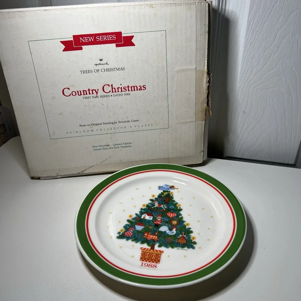Vtg 1988 Hallmark Trees of Christmas Plate Country Christmas W/Box